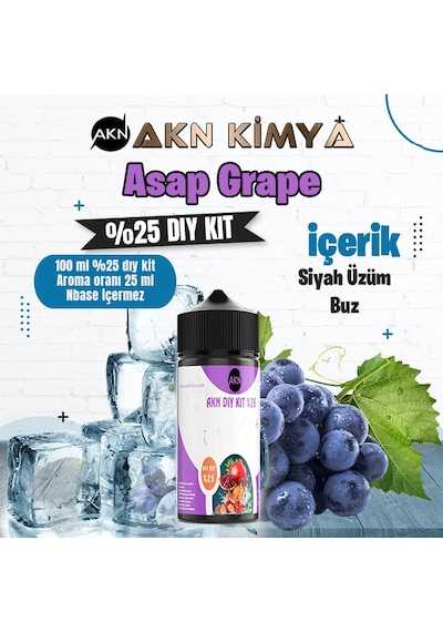 Asap Grape Yoğun Dıy Kit Siyah Üzüm Buz Gıda Aroması %25 Oranda Aroma İçerir Hazır Değildir 100 Ml
