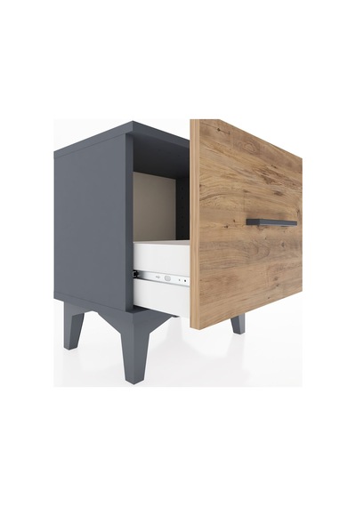 Arges Komodin Tek Çekmeceli 44x30x48 Antrasit-çam Antrasit