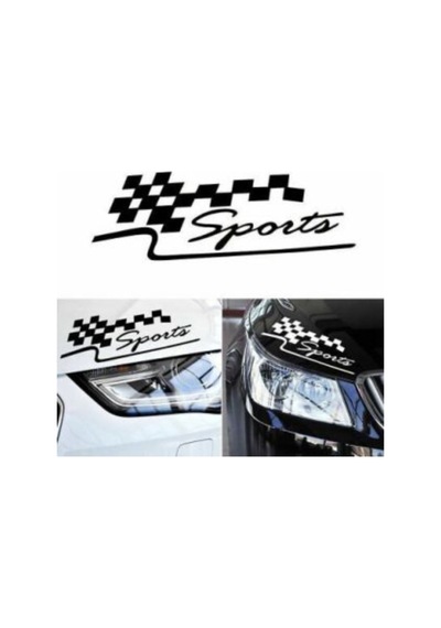 Sports Far Üstü Veya Kaporta Özel Yeni Sticker Sağ-sol Siyah 2 Adet 30 10 Cm