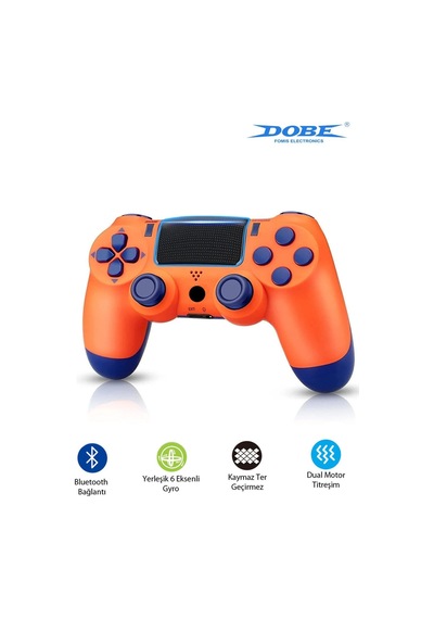 Ps4-pc-android Box-android-Apple Uyumlu iOS Telefon Tablet Titreşimli Bluetooth Oyun Kolu Turuncu