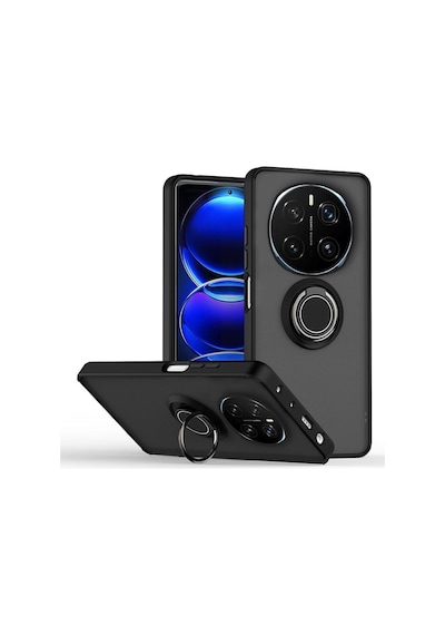 Adige Honor Magic 7 Pro Kılıf Montreal Yüzüklü Standlı Arkası Buğulu Araç Tutucu Özellikli Siyah