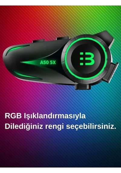 A50 5x Motor Kask Kulaklık Rgb Bluetooth Motosiklet Kulaklık Intercom 5 Kişi Eşleşme