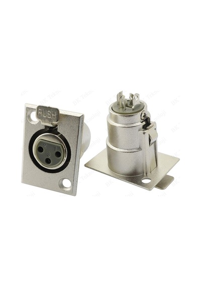 Panel Montajlı 3 Pin XLR Dişi Şase Konnektör