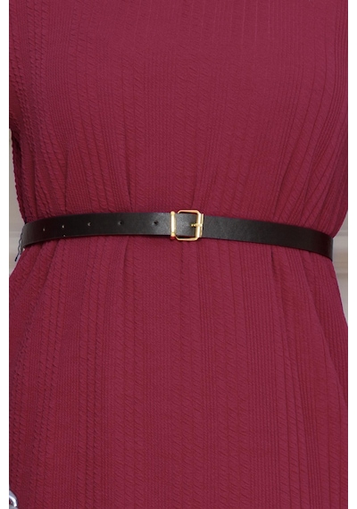 Sevitli Balıkçı Yaka Kemerli Elbise-bordo-4553 Bordo