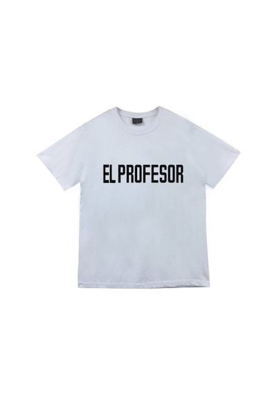 Stoned&Fame El Profesor La Casa De Papel Baskılı Unisex %100 Pamuk Beyaz T-shirt Beyaz