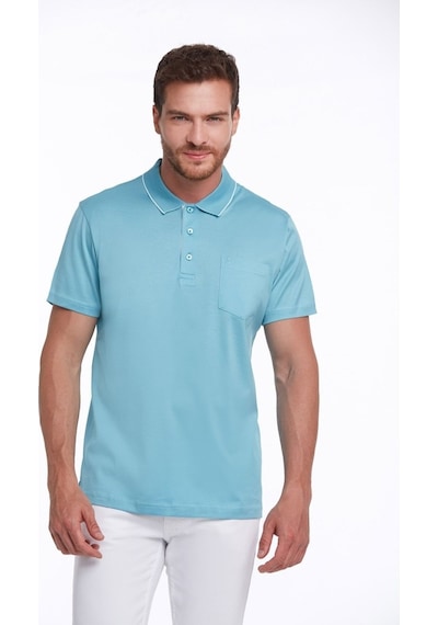 Hatemoğlu Turkuaz Regular Fit %100 Pamuk Basic Polo Yaka Tişört-Turkuaz