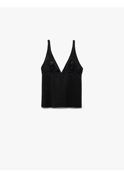 Koton V Yaka Askılı Tankini Üst Siyah 5sak10188mm Siyah