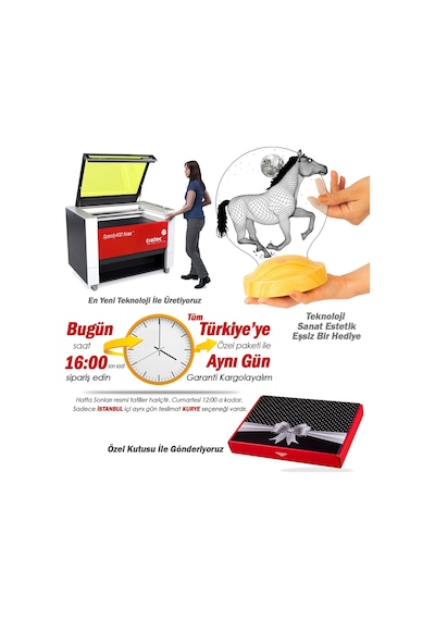 Koşan At Tasarımlı Hediye Kişiye Özel 3boyutlu Led Lamba