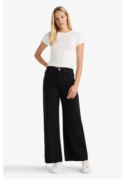 Defacto Wide Leg Normal Bel Standart Boy Gabardin Pantolon E4381ax25aubk81 Siyah