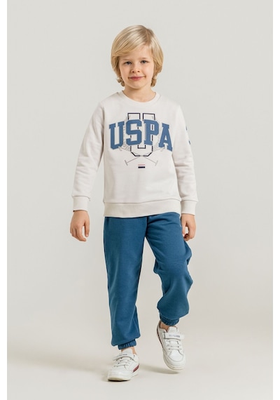 U.S. Polo Assn. Erkek Çocuk Baskılı Beyaz Uzun Kol Eşofman Takımı Us2618-c-v3 Us2618-c-v3