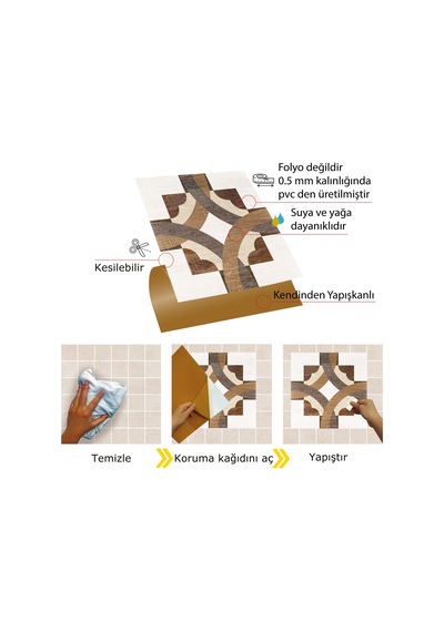 Tink Kendinden Yapışkanlı Ahşap 004 Desenli Pvc Karo 30x30 Cm