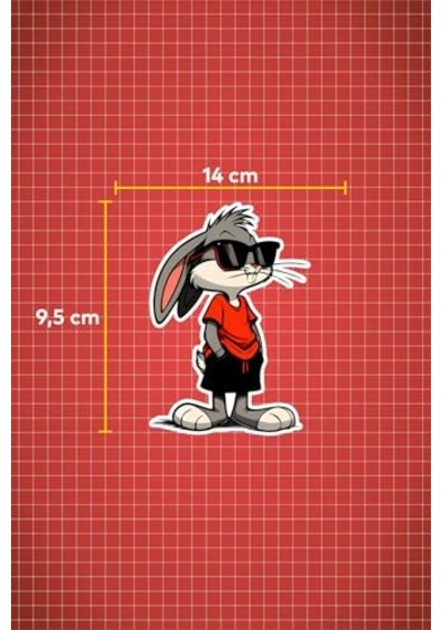 Bugs Bunny Sticker 14 X 9,5 Cm Araba Laptop Oto Motor Çok Renkli, Qa789569010 Abanoz