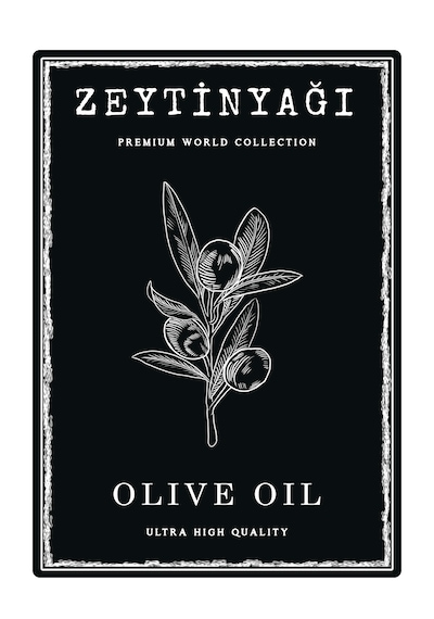 Zeytinyağı Ve Ayçiçek Yağı Etiketi 2 Adet Yağdanlık Etiketi 7x10 Cm Seçenekli Siyah