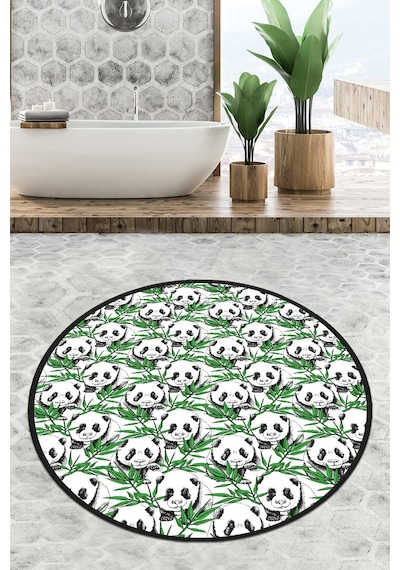Green Panda Çap Banyo Halısı Djt 120x120 cm, Banyo Halısı , Banyo paspası yıkanabilir Çok Renkli