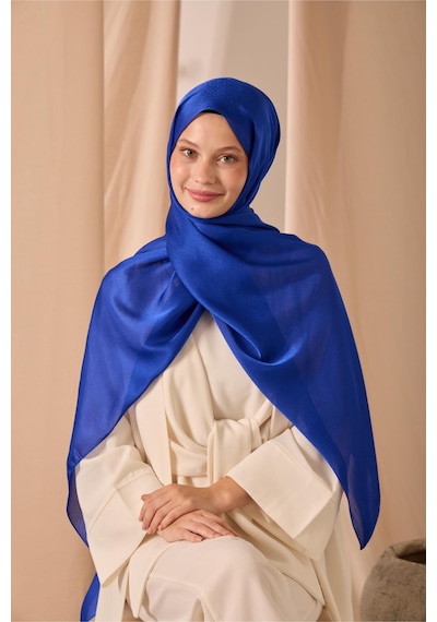 Silk Home Janjan Şal Tek Taraflı Saks Mavi Kendinden Çizgi Dokulu Parlak Yüzeyli 75x190 Çok Renkli