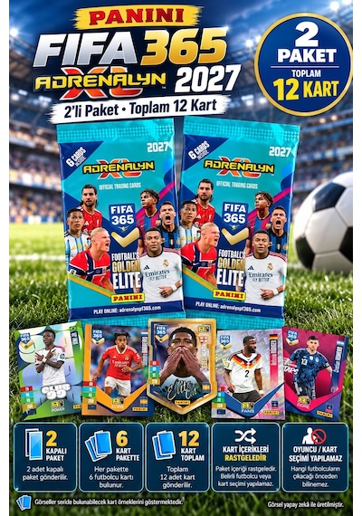 Panini Fıfa 365 Adrenalyn 2027 Futbolcu Kartı 2'li Paket Toplam 12 Kart
