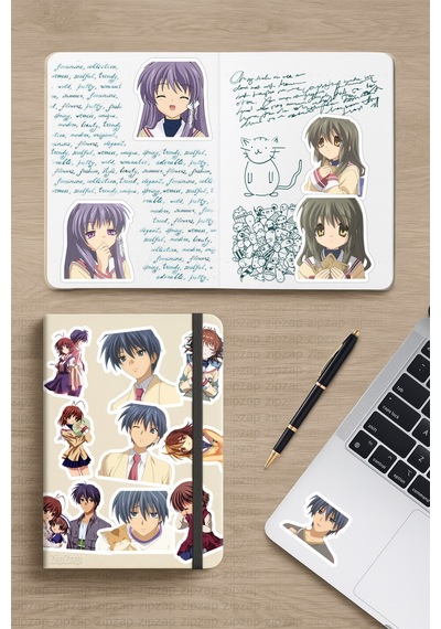 Clannad : After Story Anime Telefon Laptop Bullet Journal Sticker Paketi 25 Adet Çok Renkli