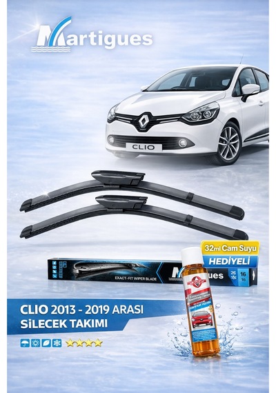 Aerodinamik Net Görüş Clio 2013 2019 Ön Silecek Takımı Cam Suyu Hediyeli