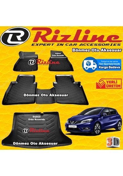 Nissan Pulsar 3D Paspas + Bagaj Havuzu Siyah 2015 Sonrası Rizline N11.22259