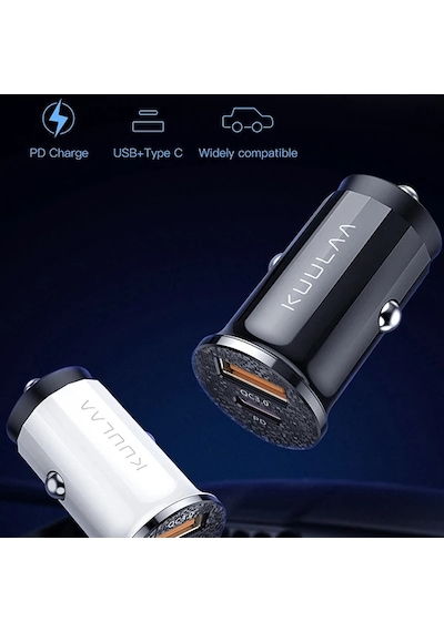 Kuulaa 42w Usb + Type-c Çift Çıkışlı Mini Hızlı Araç Şarj Cihazı- 5775 Mh-hs6626-0910