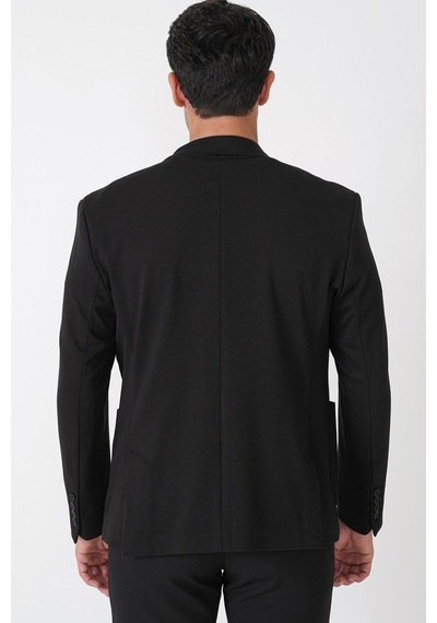 Slim Fit Torba Cep Esnek Tencel Kumaş Siyah Ceket C 751