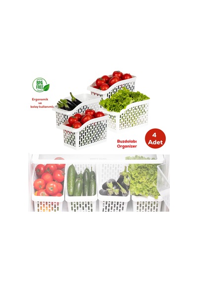 Porsima Org-23 4'lü Çok Amaçlı Dolap İçi Düzenleyici Organizer Beyaz