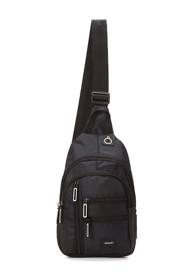 Newish Polo Body Bag Usb Çıkış Çapraz Göğüs Sırt Çantası-siy Beyz Çok Renkli