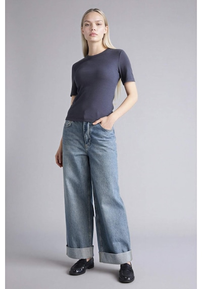 Defacto Slım Fıt Basıc Fitilli Kaşkorse Tişört G8490ax26spar191 Antrasit-ar191