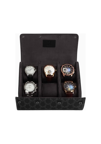 Modalo Optimus Watch Roll, 6 Saat Için Mikroleder Seyahat Kutusu Saat Kutuları Siyah