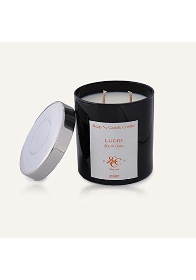 El Yapımı Soya Mumu, Mystic Onyx Kokulu Siyah Cam Mum,%100 Vegan, Eco-friendly 300 Gr 11oz 50 x 22