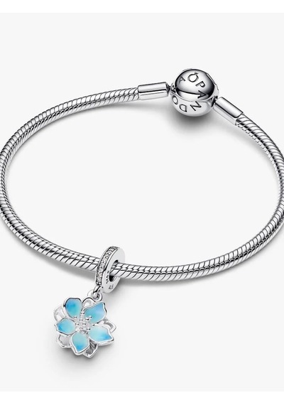 Mavi Çiçek Sallantılı Charm Gümüş