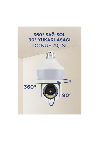 Cmr26 Güvenlik Kamerası 360 Derece Dönebilen Wifi Ampül Led Işıklı Full Hd Smart Ip Kamera