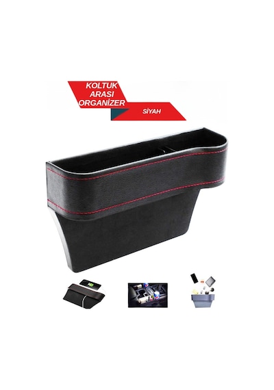Araba Koltuk Arası Bardak Tutucu Organizer Siyah Set Oto Bardaklı