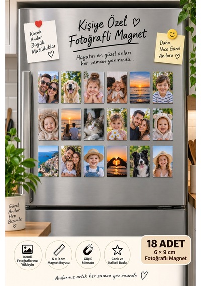 Kişiye Özel Fotoğraflı Magnet 18 Adet 6 9 Cm Sürpriz Hediyeli