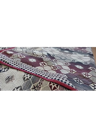 4m2 Yıldızlı Desen Serme Halı Örtüsü, Halı Koruyucu, Çok Amaçlı Pike, Savan Bordo - Krem