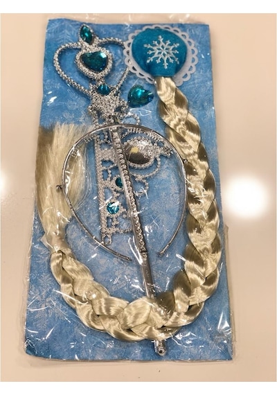 Frozen Elsa Saç Asa Taç Set Takım Çok Renkli