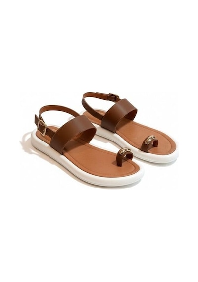 Ne&ve Shoes Taba Hakiki Deri Parmak Arası Arkadan Tokalı Kadın Günlük Sandalet