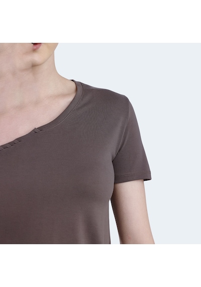 Slazenger PERICAS Kadın V Yaka Kahve Tişört