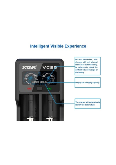 Tr 18650 Akü Şarj Cihazı Uk Vc2s 18650 Pil Şarj Cihazı Vc2 2019 Yükseltme Lcd Ekran Powerbank Fonksiyonu 10440 145