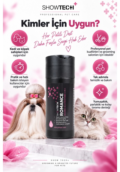 Showtech Romance 2 Si 1 Arada Kedi Köpek Şampuanı Ve Tüy Kremi 100 Ml - 20:1 Konsantre