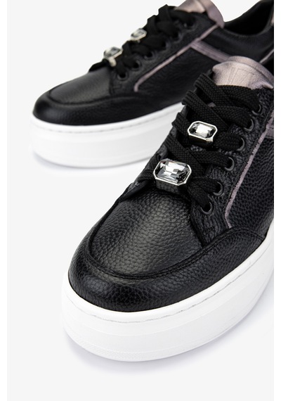 Valmenti Kadın Hakiki Deri Sneakers & Spor Ayakkabı 1116 450 Bn Ayk Y25 Syh Fltr/ant/ant Ts Siyah