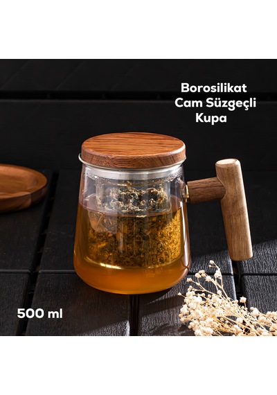 Perotti 17564 Herby Borosilikat Cam Bitki Çayı Demliği 500ml Şeffaf