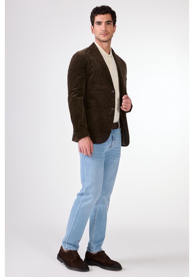 Dufy Kahve Erkek Ceket - Slim Fit Kahverengi