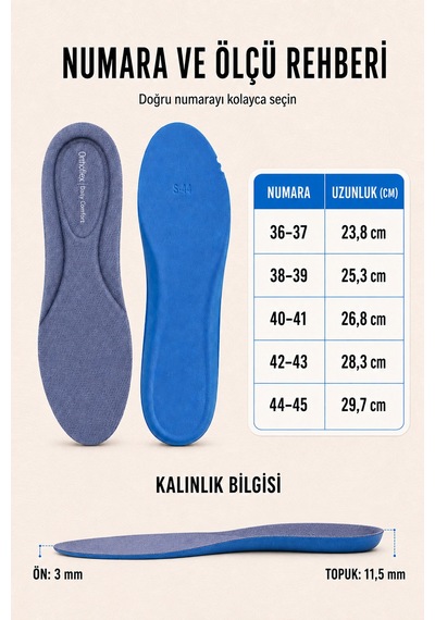 Of03 Daily Comfort Nefes Alabilen, Yumuşak Ve Darbe Emici Günlük Ortopedik Ayakkabı İçi Tabanlık