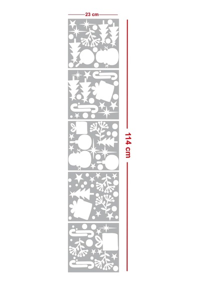 Yılbaşı Vitrin Süsü, Çiçek Ve Yıldız Temalı Hediye Paketi Desenli Cam Duvar Sticker, Yılbaşı Ev Vitrin Stic Çok Renkli