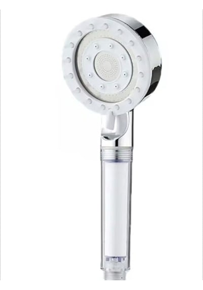 3&apos Lü Set Masajlı Filtreli Duş Başlığı Gri Kendinden Yapışkanlı Mafsal Askı 150 Cm Hortum Yüksek Basınçlı Duş Seti