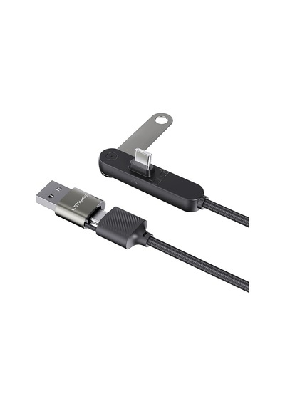 Lenyes Lc569 2in1 Usb-a - Type-c + Type-c Standlı Data Ve Şarj Kablosu 240w 1.2m Siyah
