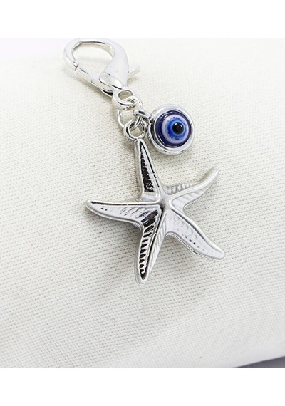 Metal Deniz Atı Nazar Boncuğu Klipsli Küçük Charm Anahtarlık Cüzd 31980758