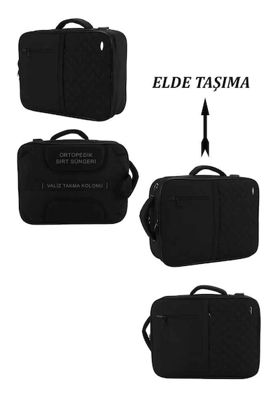 Case Club 1407 Unisex Kapiton Laptop Sırt El Ve Omuz Çantası 15,6 Siyah