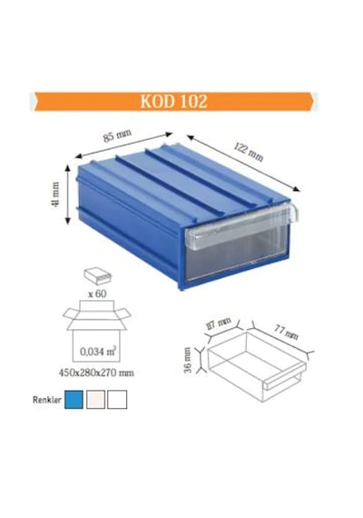 Sembol 102 Plastik Çekmeceli Kutu (10'Lu Paket)